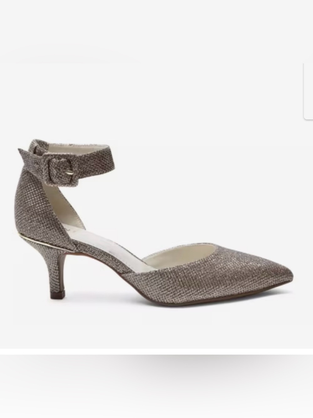 Anne Klein Fabulist 8.5 Metallic Glitter Pointed Toe Kitten Heel Pumps
